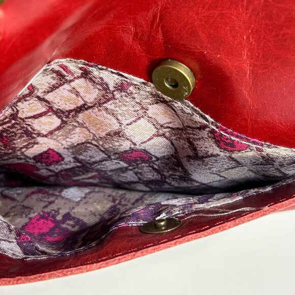 ELLIOT LUCCA Dome Satchel Bag | Faro Red Glazed Crackled Leather Crossbody - Picture 7 of 15